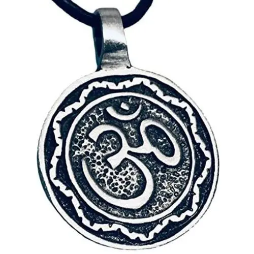 Trilogy Jewelry Pewter Circle Ohm Om Yoga Buddha Namaste Pendant on Leather Necklace Trilogy Jewelry Pewter Circle Ohm Om Yoga Buddha Namaste Pendant on Leather Necklace
