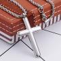 Molike Simple Stainless Steel Cross Pendant Necklace Men Women, 20-24 Inch Twist Rope Chain