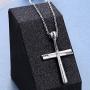 Mens S925 Sterling Silver Cross Pendant Necklace 24 Inches Silver Chain