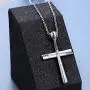 Mens S925 Sterling Silver Cross Pendant Necklace 24 Inches Silver Chain Mens S925 Sterling Silver Cross Pendant Necklace 24 Inches Silver Chain