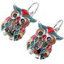 WEVENI Enamel Alloy Cartoon Owl Bird Earrings Dangle Drop Jewelry For Women Girls Ladies Charm Gift
