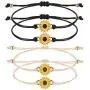 Sunflower Boho Gifts, Handmade Bohemia Ankles Bracelets and Gift Cards for Women Girls Friends Best Friend Partner in Crime Mom and Daugher Gifts Couple Bracelet (2 Pairs)