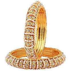 Efulgenz Indian Style Bollywood Traditional Faux Pearls Rhinestone Indian Bangle Bracelet Set Jewelry