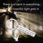 FUSTMW I Love You Hand Sign Language Charm Keychain ASL Jewelry Deaf Awareness Gifts There is a Crack in Everything That is How The Light gets in Language Interpreter Gift