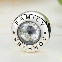 Family Forever Charm 925 Sterling Silver Bead Gift for Dad Mom and Families Fit DIY Bracelet