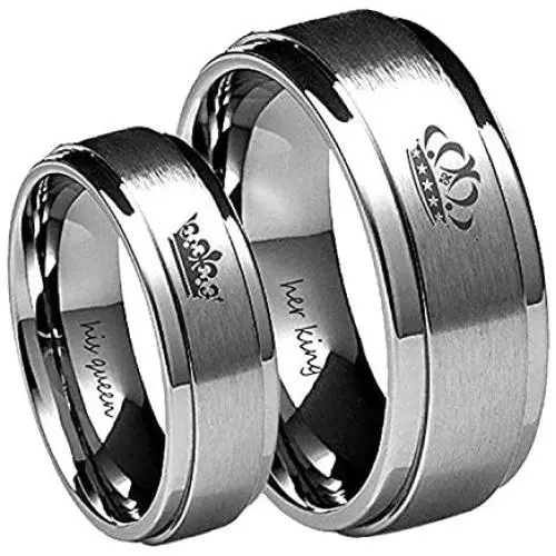 Her King His Queen Ring Silver Stainless Steel Wedding Bands Engagement Promise Rings Her King His Queen Ring Silver Stainless Steel Wedding Bands Engagement Promise Rings