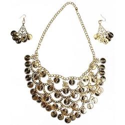 BESTOYARD Belly Dance Jewelry Set Gold Necklace Earrings for, Golden, Size Mid