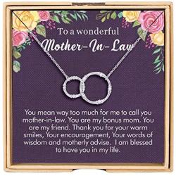 WISHMISS Mom Gifts, Gifts for Mom, 925 Sterling Silver Two Circle Interlocking Necklace for Women