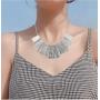 HSWE Statement Collar Necklace Bar Drop Earrings Set for Women Enamel Tricolor Bib Necklace Choker Necklace
