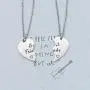 redrain BFF Necklace for 2-Split Valentine Heart Necklace Together Forever Never Apart Best Friends His Always Angel Her Warrior Pendant Friendship Necklace Set