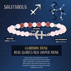 Juvale Zodiac Sagittarius Bracelet, Rose Quartz Red Jasper Beads, One Size