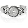 Snap Button Hard Bangle Bracelet, Antiqued Silver Tone - 7.5 inch