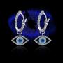 Evil Eye Huggie Hoop Earrings S925 Small Dangle Drop Protection Post Earrings for Women Girls Cute Evil Eye Jewelry Gifts for Her Hypoallergenic for Sensitive Ears