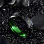 NUNCAD 8mm Black and Green Tungsten Wedding Rings for Men Women Carbon Fiber Inlay Engagement Band Green CZ Inlay Comfort Fit Size 7-12