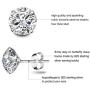 TTVOVO 925 Sterling Silver Stud Earrings Princess Cut Cubic Zirconia Sparkling Simulated CZ Diamond Earrings for Women Men Round 4 Prong Ear Studs Piercing Earrings Hypoallergenic Jewelry Gifts, 4MM