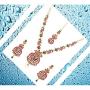 Touchstone Indian Bollywood Rhinestones Bridal Jewelry Necklace Set in Antique Gold Tone for Women