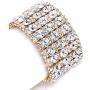 EVER FAITH Womens Round Shaped Austrian Crystal Wedding 3 Layers Luxury Elastic Stretch Bracelet