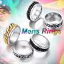 ChainsPro Sturdy Cuban Link/Spinner Rings for Men/Women, Can Engrave, Size 06-12, 18K Gold Tone/316L Stainless Steel/Black (Send Gift Box)