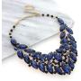 SP Sophia Collection Drop Collar Austrian Crystal Marquise Rhinestone Cluster Necklace and Stud Post Dangling Earring Set