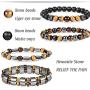 Jstyle 4Pcs Hematite Bead Bracelet for Men Women 8mm Tiger Eye Stone Beads Bracelet Elastic Natural Stone Bracelet Bangle