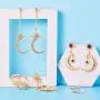 4 Pairs Exaggerated Moon Gold Earrings Sun Star Earrings Boho Earrings Moon Dangle Drop Earrings Retro Jewelry for Women Girls, Gold