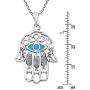 AeraVida Hamsa Hand with Evil Eye Simulated Turquoise Inlaid .925 Sterling Silver Pendant Necklace