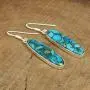 Natural Turquoise 30X8 MM Long Cabochons Studded in Solid 925 Sterling Silver Dangling Earrings Jewelry Natural Turquoise 30X8 MM Long Cabochons Studded in Solid 925 Sterling Silver Dangling Earrings Jewelry