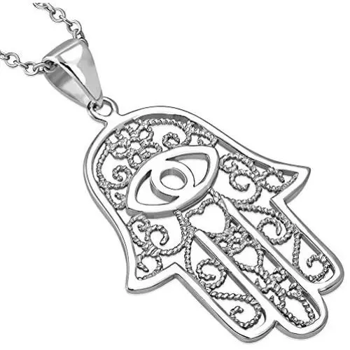 925 Sterling Silver Large Filigree Womens Evil Eye Hamsa Pendant Necklace 925 Sterling Silver Large Filigree Womens Evil Eye Hamsa Pendant Necklace