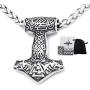 GUNGNEER Triskele Triquetra Valknut Mjolnir Thors Hammer Necklace Pendant Stainless Steel Viking Accessories Norse Viking Jewelry Men