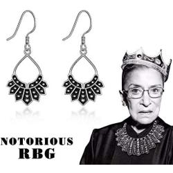 Ruth Bader Ginsburg Earrings RBG Earring Dissent Collar Black Dangle S925 Sterling Silver