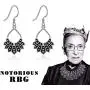 Ruth Bader Ginsburg Earrings RBG Earring Dissent Collar Black Dangle S925 Sterling Silver Ruth Bader Ginsburg Earrings RBG Earring Dissent Collar Black Dangle S925 Sterling Silver