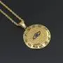 Moca Jewelry Hip-Hop Ancient Egyptian Horus Eye Pendant Stainless Steel Chain Rhinestone Crystal Necklace for Men Women
