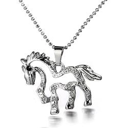 Mayfun Horse Jewelry Full Rhinestone Horse Charm Little Horse Pony Pendant Necklace for Girls Women