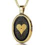 Nano Jewelry Gold Plated Silver Love Necklace I Love You in 120 Languages Pendant Inscribed in 24k Gold in Miniature Text onto a Romantic Oval Black Onyx Gemstone for Women, 20'' Figaro Chain