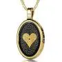 Nano Jewelry Gold Plated Silver Love Necklace I Love You in 120 Languages Pendant Inscribed in 24k Gold in Miniature Text onto a Romantic Oval Black Onyx Gemstone for Women, 20'' Figaro Chain