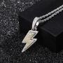 mole Iced Out Bling Lightning Pendant Necklace Full Pave AAA+ Cubic Zirconia Charm Hip Hop Jewelry Gift for Men Women