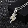mole Iced Out Bling Lightning Pendant Necklace Full Pave AAA+ Cubic Zirconia Charm Hip Hop Jewelry Gift for Men Women mole Iced Out Bling Lightning Pendant Necklace Full Pave AAA+ Cubic Zirconia Charm Hip Hop Jewelry Gift for Men Women