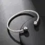 FOOM Elastic Adjustable Cable Bracelet for Men Women Twisted Stainless Steel Cuff Bangle with Magnetic Two Tone Gift Fashion Jewelry Plated Polished Gift FOOM Elastic Adjustable Cable Bracelet for Men Women Twisted Stainless Steel Cuff Bangle with Magnetic Two Tone Gift Fashion Jewelry Plated Polished Gift