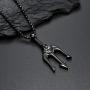 FAANCU Poseidon God of The Sea Trident Necklace Stainless Steel Pendant for Men Hip Hop Jewelry