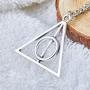 WMBDL Harry Potter Silver Deathly Hallows Necklace Set Golden Snitch Necklaces for Harry Potter Fans Gifts Collection or Decorations Magical Cosplay Costume Jewelry Accessories,18'' Chain (Silver)