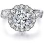 JIANGYUE Classic 3 Carats AAA Diamond Cubic Zirconia Engagement Wedding Rings for Women 14K White Gold Big Main Stone Cocktail Halo Rings Size 5 6 7 8 9 10
