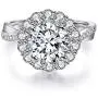 JIANGYUE Classic 3 Carats AAA Diamond Cubic Zirconia Engagement Wedding Rings for Women 14K White Gold Big Main Stone Cocktail Halo Rings Size 5 6 7 8 9 10
