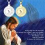 Nofade Silver Men Women Bible Verse Prayer Necklace 925 Sterling Silver Praying Hands Coin Medal Pendant Necklace Religious Christian Jewelry(with Gift Box)