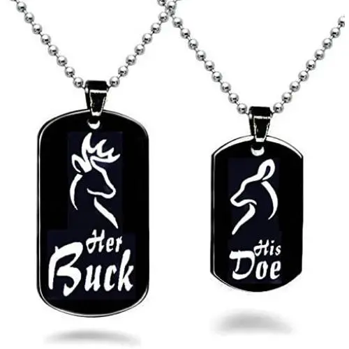 Hsumonre Elk Matching Heart Necklace Stainless Steel Pendant Deer Relationship Jewelry Promise Couple Gift for Lover Hsumonre Elk Matching Heart Necklace Stainless Steel Pendant Deer Relationship Jewelry Promise Couple Gift for Lover