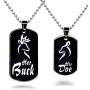 Hsumonre Elk Matching Heart Necklace Stainless Steel Pendant Deer Relationship Jewelry Promise Couple Gift for Lover