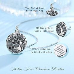 EUDORA''Treasure Chest of Memories'' Family Tree Cremation Jewelry, Sterling Silver Personalized Urns Necklace for Human, Pet Ashes, Memorial Keepsake for Women, Man, 20 inches Chain