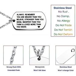 lauhonmin Always Remember You are Braver/Stronger/Smarter Than You Think Pendant Necklace Family Friend Gift Unisex