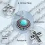 Twinklede Boho Layered Necklace Silver Turquoise Pendant Necklaces Chain Map Necklace Jewelry for Women and Girls (Silver 1) Twinklede Boho Layered Necklace Silver Turquoise Pendant Necklaces Chain Map Necklace Jewelry for Women and Girls (Silver 1)