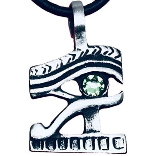 Trilogy Jewelry Pewter Eye of Horus Ra Egyptian Pendant on Leather with Swarovski Crystal for Birthday
