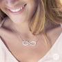 Couples Infinity Name Necklace in Silver with Swarovski Birthstones - Personalized with Any Name